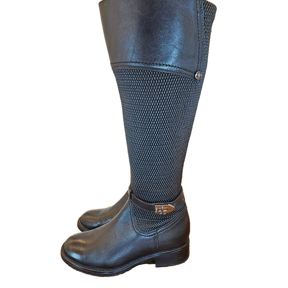 Blondo Enya Waterproof Black Leather Boots Women 6.5M Knee High, Full Zip - Picture 3 of 13